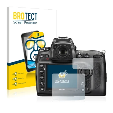 Vorderseite einer Produktverpackung mit dem Markenlogo BROTECT. Daneben ist das Gerät Nikon D700 mit dem zugehörigen Displaysc