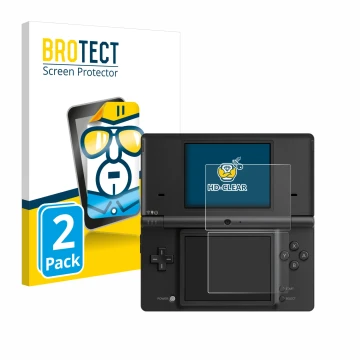 Vorderseite einer Produktverpackung mit dem Markenlogo BROTECT. Daneben ist das Gerät Nintendo DSi mit dem zugehörigen Display