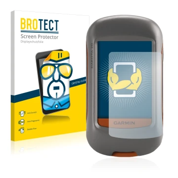 Vorderseite einer Produktverpackung mit dem Markenlogo BROTECT. Daneben ist das Gerät Garmin Dakota 20 mit dem zugehörigen Dis