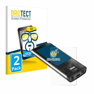 Vorderseite einer Produktverpackung mit dem Markenlogo BROTECT. Daneben ist das Gerät Intenso Video Shooter 2,4