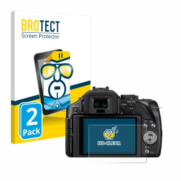 Vorderseite einer Produktverpackung mit dem Markenlogo BROTECT. Daneben ist das Gerät Panasonic Lumix DMC-G5 mit dem zugehörig