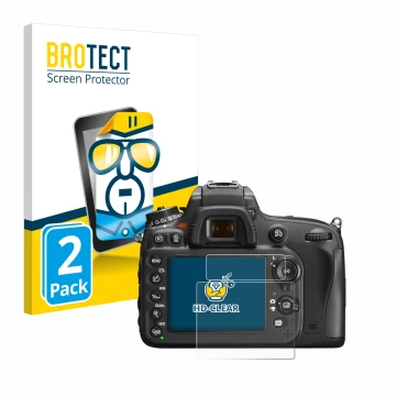 Vorderseite einer Produktverpackung mit dem Markenlogo BROTECT. Daneben ist das Gerät Nikon D600 mit dem zugehörigen Displaysc