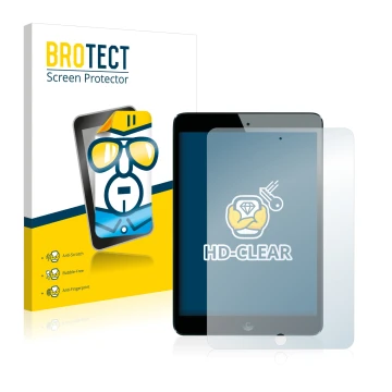 Vorderseite einer Produktverpackung mit dem Markenlogo BROTECT. Daneben ist das Gerät Apple iPad Mini 1 2012 mit dem zugehörig