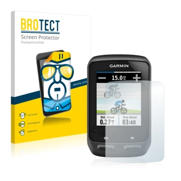 Vorderseite einer Produktverpackung mit dem Markenlogo BROTECT. Daneben ist das Gerät Garmin Edge 510 mit dem zugehörigen Disp