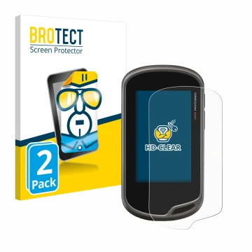 Vorderseite einer Produktverpackung mit dem Markenlogo BROTECT. Daneben ist das Gerät Garmin Oregon 600 mit dem zugehörigen Di