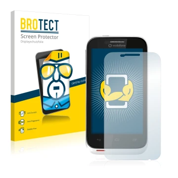 Vorderseite einer Produktverpackung mit dem Markenlogo BROTECT. Daneben ist das Gerät Vodafone Smart III (3) 975N mit dem zuge