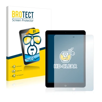 Vorderseite einer Produktverpackung mit dem Markenlogo BROTECT. Daneben ist das Gerät Apple iPad Air 2013 mit dem zugehörigen 