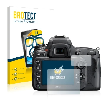 Vorderseite einer Produktverpackung mit dem Markenlogo BROTECT. Daneben ist das Gerät Nikon D610 mit dem zugehörigen Displaysc