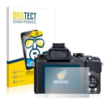 Vorderseite einer Produktverpackung mit dem Markenlogo BROTECT. Daneben ist das Gerät Olympus Stylus 1 mit dem zugehörigen Dis