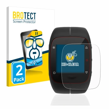 Vorderseite einer Produktverpackung mit dem Markenlogo BROTECT. Daneben ist das Gerät Polar M400 mit dem zugehörigen Displaysc