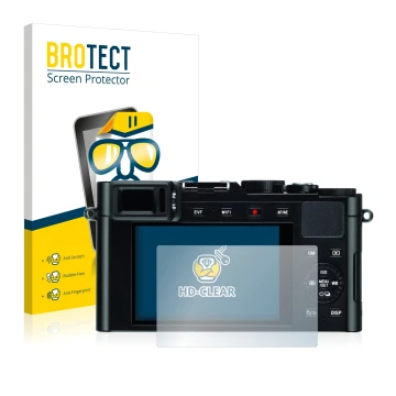 Vorderseite einer Produktverpackung mit dem Markenlogo BROTECT. Daneben ist das Gerät Leica D-Lux (Typ 109) mit dem zugehörige