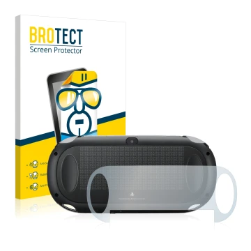 Vorderseite einer Produktverpackung mit dem Markenlogo BROTECT. Daneben ist das Gerät Sony Playstation PCH-1000-Serie PS Vita 