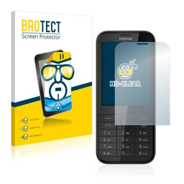 Vorderseite einer Produktverpackung mit dem Markenlogo BROTECT. Daneben ist das Gerät Nokia 225 mit dem zugehörigen Displaysch