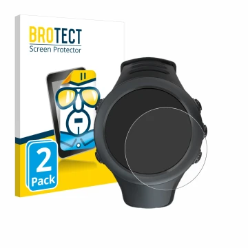 Vorderseite einer Produktverpackung mit dem Markenlogo BROTECT. Daneben ist das Gerät Suunto Ambit3 Sport Black mit dem zugehö