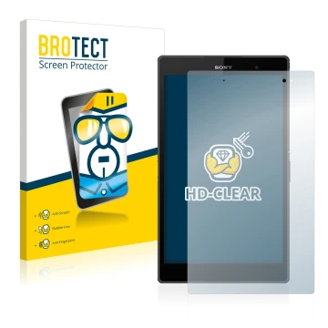 Vorderseite einer Produktverpackung mit dem Markenlogo BROTECT. Daneben ist das Gerät Sony Xperia Z3 Tablet Compact SGP611, SG