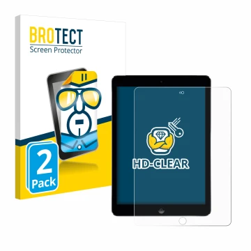 Vorderseite einer Produktverpackung mit dem Markenlogo BROTECT. Daneben ist das Gerät Apple iPad Air 2 2014 mit dem zugehörige