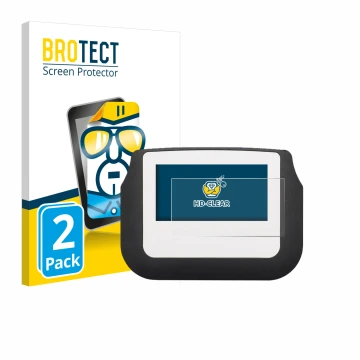 Vorderseite einer Produktverpackung mit dem Markenlogo BROTECT. Daneben ist das Gerät Signotec Signature Pad Sigma mit dem zug