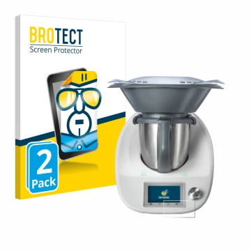 Vorderseite einer Produktverpackung mit dem Markenlogo BROTECT. Daneben ist das Gerät Vorwerk Thermomix TM5 mit dem zugehörige