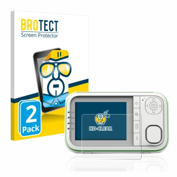 Vorderseite einer Produktverpackung mit dem Markenlogo BROTECT. Daneben ist das Gerät Belkin Baby 1000 Babyphone mit dem zugeh