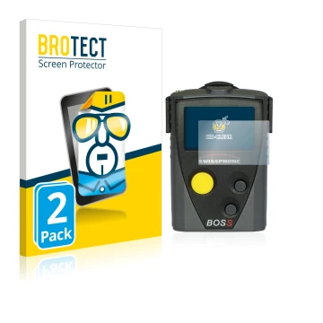 Vorderseite einer Produktverpackung mit dem Markenlogo BROTECT. Daneben ist das Gerät Swissphone Boss 925 V mit dem zugehörige