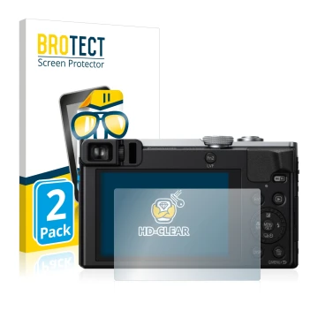 Vorderseite einer Produktverpackung mit dem Markenlogo BROTECT. Daneben ist das Gerät Panasonic Lumix DMC-TZ70 mit dem zugehör