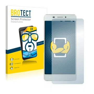 Vorderseite einer Produktverpackung mit dem Markenlogo BROTECT. Daneben ist das Gerät Doogee Ibiza F2 mit dem zugehörigen Disp