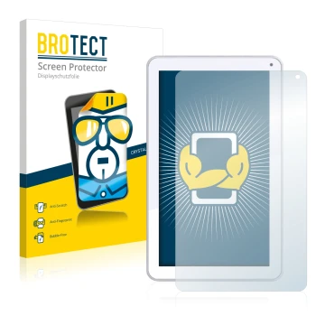 Vorderseite einer Produktverpackung mit dem Markenlogo BROTECT. Daneben ist das Gerät Odys Maven 10 mit dem zugehörigen Displa