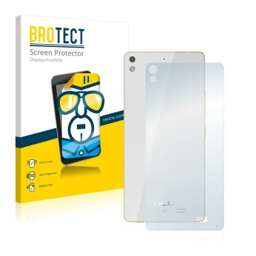 Vorderseite einer Produktverpackung mit dem Markenlogo BROTECT. Daneben ist das Gerät BLU Vivo Air (Rückseite) mit dem zugehör