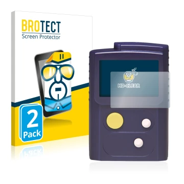 Vorderseite einer Produktverpackung mit dem Markenlogo BROTECT. Daneben ist das Gerät Swissphone RES.Q mit dem zugehörigen Dis