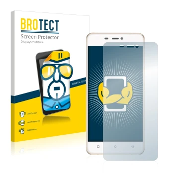 Vorderseite einer Produktverpackung mit dem Markenlogo BROTECT. Daneben ist das Gerät Gionee Elife S5.1 Pro mit dem zugehörige