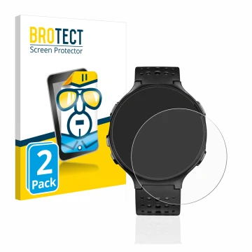 Vorderseite einer Produktverpackung mit dem Markenlogo BROTECT. Daneben ist das Gerät Garmin Forerunner 235 mit dem zugehörige
