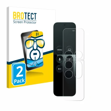 Vorderseite einer Produktverpackung mit dem Markenlogo BROTECT. Daneben ist das Gerät Apple Remote Control Apple TV 4 mit dem 