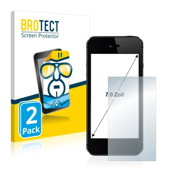 Vorderseite einer Produktverpackung mit dem Markenlogo BROTECT. Daneben ist das Gerät mit dem zugehörigen Displayschutz abgebi
