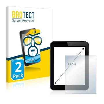Vorderseite einer Produktverpackung mit dem Markenlogo BROTECT. Daneben ist das Gerät mit dem zugehörigen Displayschutz abgebi