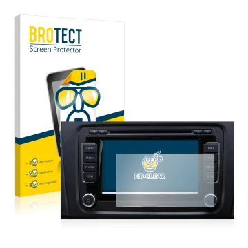 Vorderseite einer Produktverpackung mit dem Markenlogo BROTECT. Daneben ist das Gerät Volkswagen Touareg 2009 RNS 510 6.5