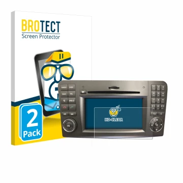 Vorderseite einer Produktverpackung mit dem Markenlogo BROTECT. Daneben ist das Gerät Mercedes-Benz Comand APS 2.5 mit dem zug