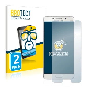 Vorderseite einer Produktverpackung mit dem Markenlogo BROTECT. Daneben ist das Gerät Samsung Galaxy A5 2016 mit dem zugehörig