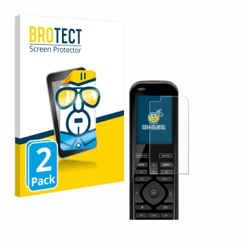 Vorderseite einer Produktverpackung mit dem Markenlogo BROTECT. Daneben ist das Gerät Logitech Harmony 950 mit dem zugehörigen