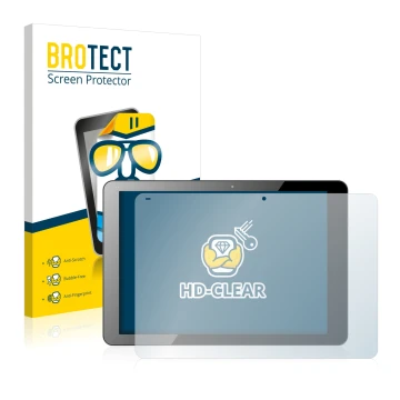 Vorderseite einer Produktverpackung mit dem Markenlogo BROTECT. Daneben ist das Gerät Chuwi Hi12 mit dem zugehörigen Displaysc