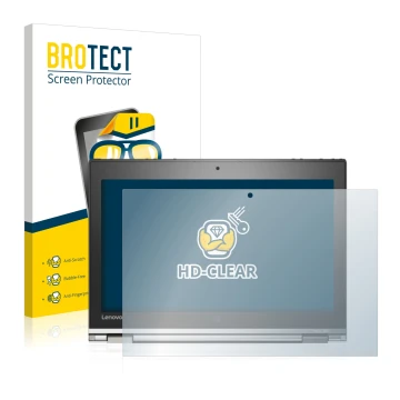 Vorderseite einer Produktverpackung mit dem Markenlogo BROTECT. Daneben ist das Gerät Lenovo ThinkPad Yoga 260 mit dem zugehör