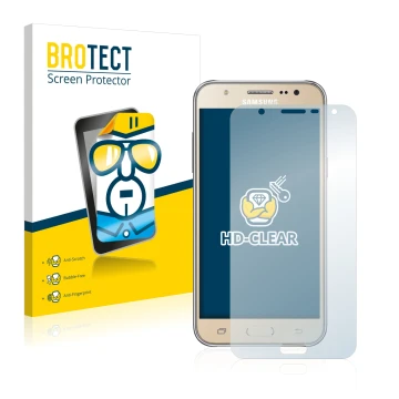 Vorderseite einer Produktverpackung mit dem Markenlogo BROTECT. Daneben ist das Gerät Samsung Galaxy J7 2016 mit dem zugehörig
