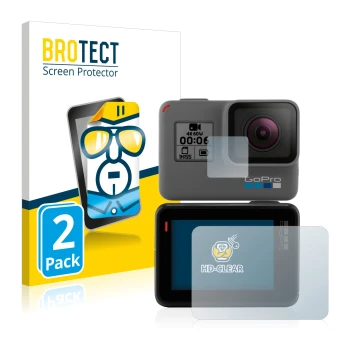Vorderseite einer Produktverpackung mit dem Markenlogo BROTECT. Daneben ist das Gerät GoPro Hero 5 Black mit dem zugehörigen D