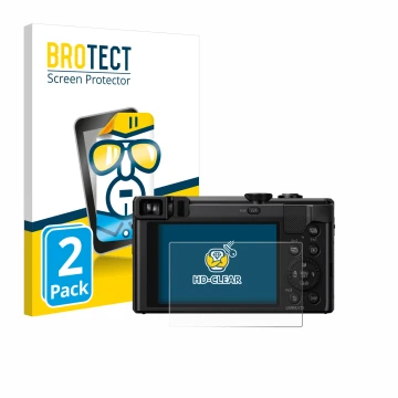 Vorderseite einer Produktverpackung mit dem Markenlogo BROTECT. Daneben ist das Gerät Panasonic Lumix DMC-TZ80 mit dem zugehör