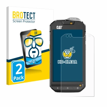 Vorderseite einer Produktverpackung mit dem Markenlogo BROTECT. Daneben ist das Gerät Caterpillar Cat S60 mit dem zugehörigen 