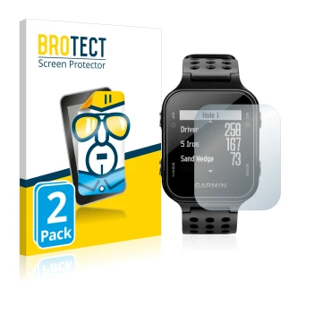 Vorderseite einer Produktverpackung mit dem Markenlogo BROTECT. Daneben ist das Gerät Garmin Approach S20 mit dem zugehörigen 