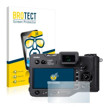 Vorderseite einer Produktverpackung mit dem Markenlogo BROTECT. Daneben ist das Gerät Sigma SD Quattro H mit dem zugehörigen D