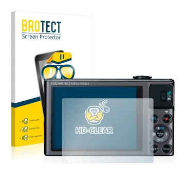 Vorderseite einer Produktverpackung mit dem Markenlogo BROTECT. Daneben ist das Gerät Canon PowerShot SX620 HS mit dem zugehör