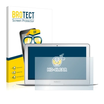 Vorderseite einer Produktverpackung mit dem Markenlogo BROTECT. Daneben ist das Gerät Apple MacBook Air 11