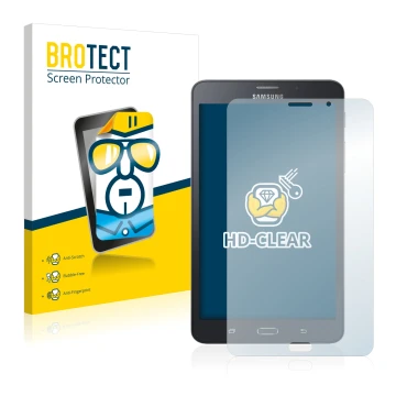 Vorderseite einer Produktverpackung mit dem Markenlogo BROTECT. Daneben ist das Gerät Samsung Galaxy Tab A6 7.0 4G mit dem zug