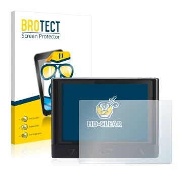 Vorderseite einer Produktverpackung mit dem Markenlogo BROTECT. Daneben ist das Gerät Coyote Mini mit dem zugehörigen Displays